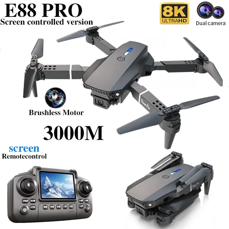 Professional E88 PRO Drone with screen 8K HD Camera WiFi FPV Foldable RC Quadcopter Helicopter Toy for Kids Adults Outdoor Gifts - Image 2