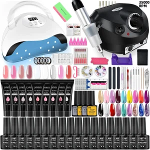 Professional Gel Nail Polish Kit Semi Permanent Gel Varnish Set Nail Art Manicure Kit And UV LED Nail Dryer Electric Nail Drill