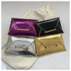 Pure Color Contrast Crocodile Pattern Coin Purse Matte Glossy Square Wallet PU Material Cover Style Envelope Clutch Party