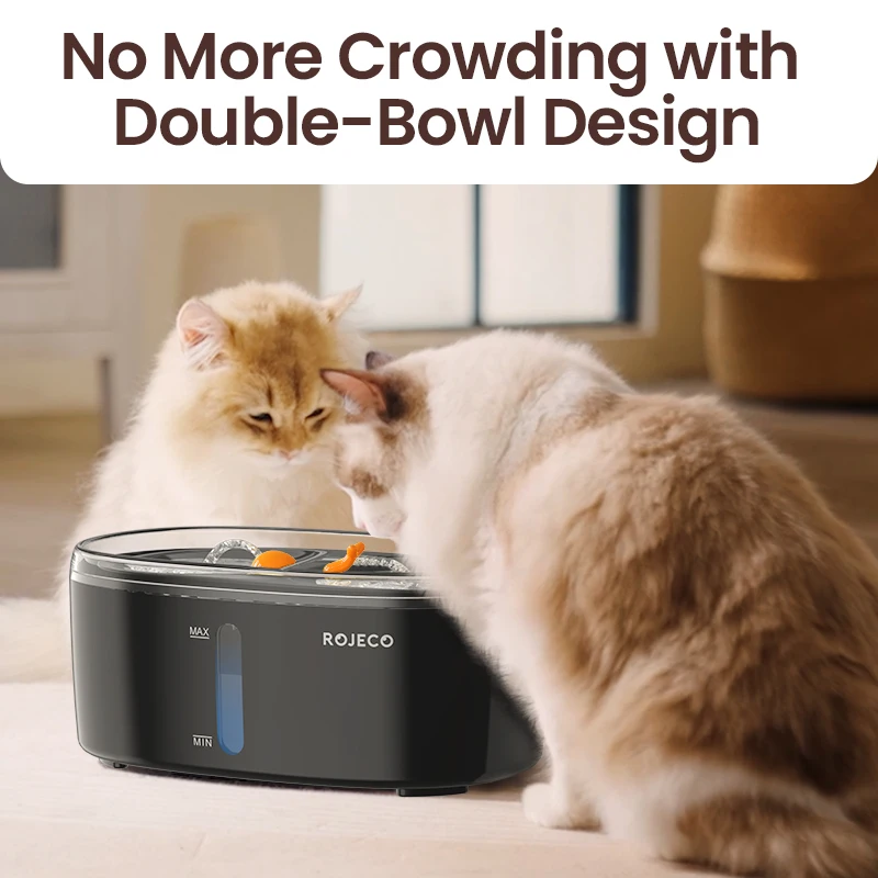 ROJECO Automatic Cat Water Fountain Dual bowls Wireless Pet Water Dispenser for Dog Cat Smart Drinker Multiple Pets Accessories - Image 2