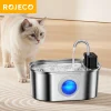 ROJECO Stainless Steel Cat Water Fountain 4000mAh Sensor Smart Automatic Pet Water Dispenser For Cat Dog Pet Drinking Fountain