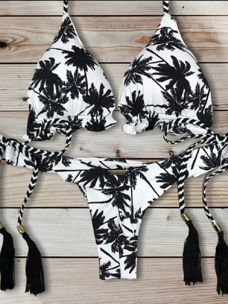 RUOTONGSEPT 2022 New Sport Swimwear Female Push Up Bikinis Sexy Bandage Women Swimsuit Print Two-Piece Bathing Suit Beach Wear - Image 2
