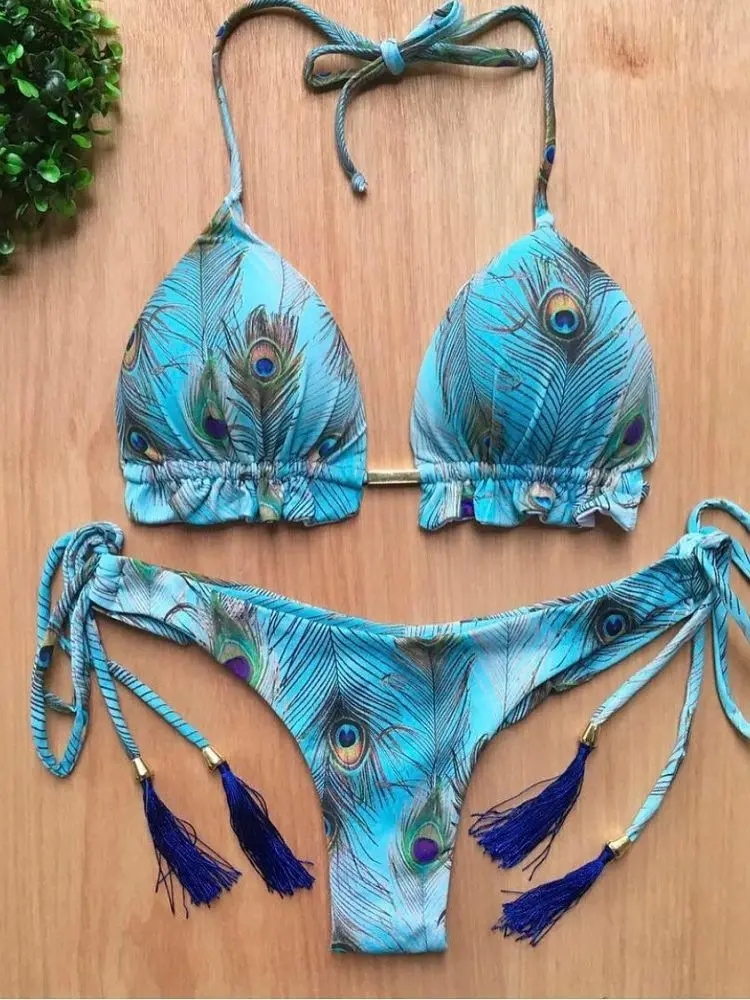 RUOTONGSEPT 2022 New Sport Swimwear Female Push Up Bikinis Sexy Bandage Women Swimsuit Print Two-Piece Bathing Suit Beach Wear - Image 3