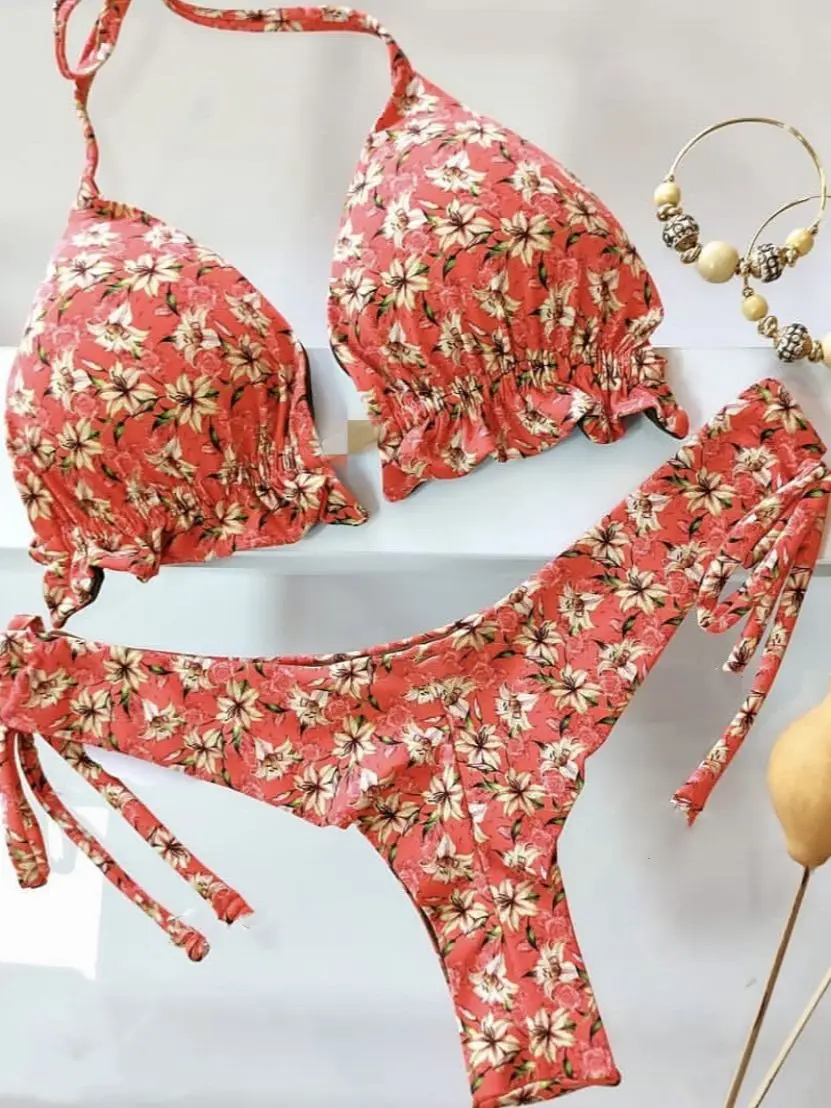 RUOTONGSEPT 2022 New Sport Swimwear Female Push Up Bikinis Sexy Bandage Women Swimsuit Print Two-Piece Bathing Suit Beach Wear - Image 6