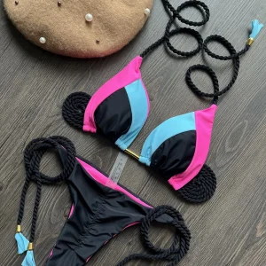 RUOTONSEPT Sexy Solid Splicing Bikini Set Swimwear Women Swimsuit Braiding rope Bandage Triangle Bathing Suit Brazilian Biquinis