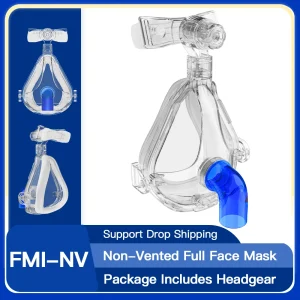 Resoxy Non Vented Full Face CPAP Mask for BiPAP and Ventilator Use Soft Silicone Cushion Adjustable Headgear Comfortable Fit