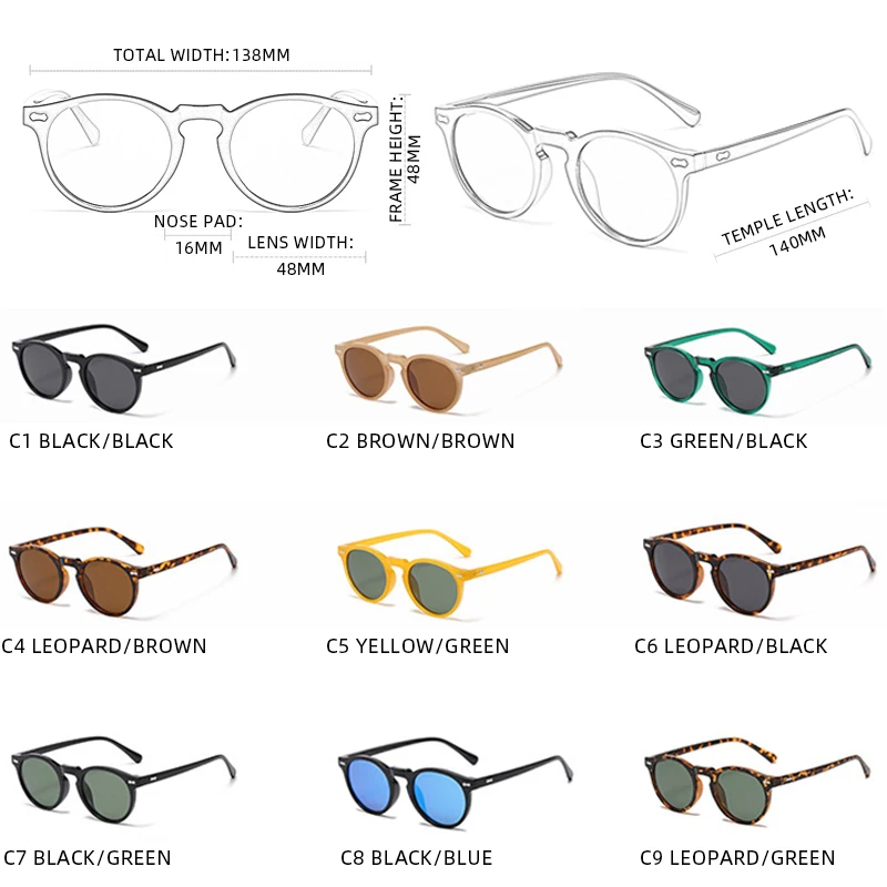 Retro Round Sunglasses Men Women Fashion Small Polarized Sun Glasses For Male Female Literary Vintage Shades Driving Eyeglasses - Image 5