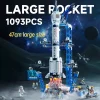 Rocket Building Blocks Spaceship Space Station Apollo V 5 Crew Dragon Falcon Heavy Saturn V 5 Model Gifts Boys Girls Adults