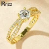 Rrjzz Exquisite Round Cut CZ Simulated Diamond Rings 14k Gold Plated Infinity Love Engagement Ring for Women Fine Jewelry Gifts