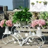 Rustproof Metal Plant Stand 4 Potted Flower Display Rack Shelf for Garden Balcony Office White and Black