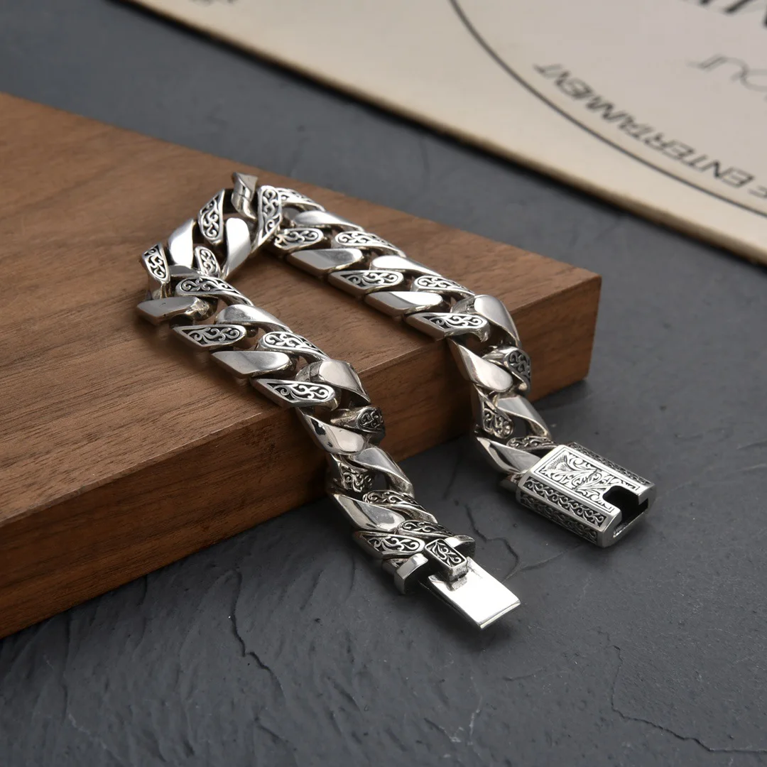S925 Sterling Silver Timeless Vine Garland Buckle Retro Punk Tank Bracelet Jewelry Creativity Gift Factory Price - Image 4