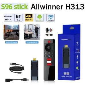 S96 ATV Smart TV Stick 2GB/16GB Android 10.0 AllWinner H313 Quad core 4G/5G Dual WiFi BT5.0 Voice Remote Control TV Stick