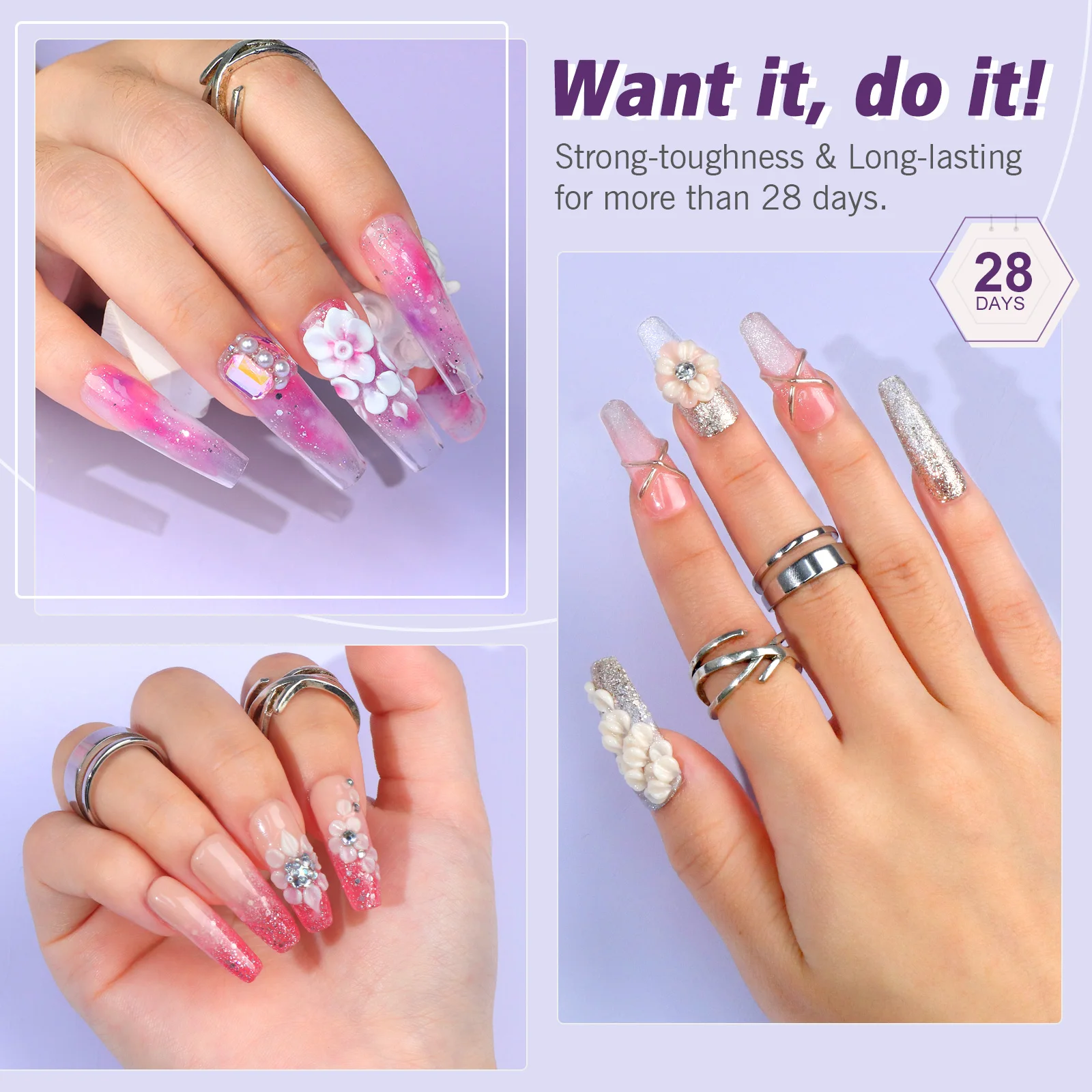 SAVILAND Acrylic Nail Kit Nails Art Decoration Acrylic Powder and Liquid Crystal Nail Glitter 3D Nail Tips Carving Tools - Image 5