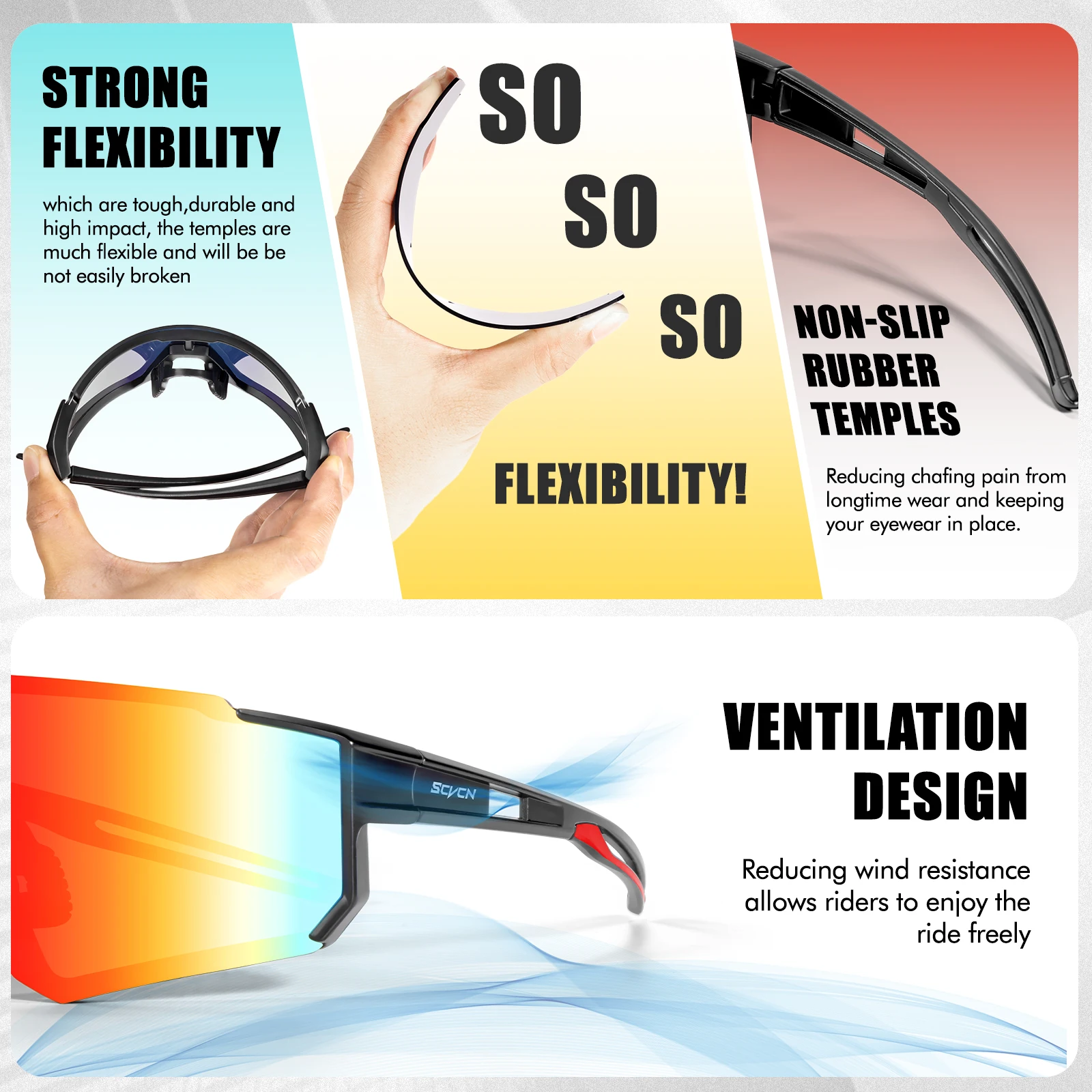 SCVCN New Outdoor Cycling Sunglasses Men MTB Bike Glasses Sports Hiking Mountain Climbing Women Bicycle Cycling UV400 Goggles - Image 4