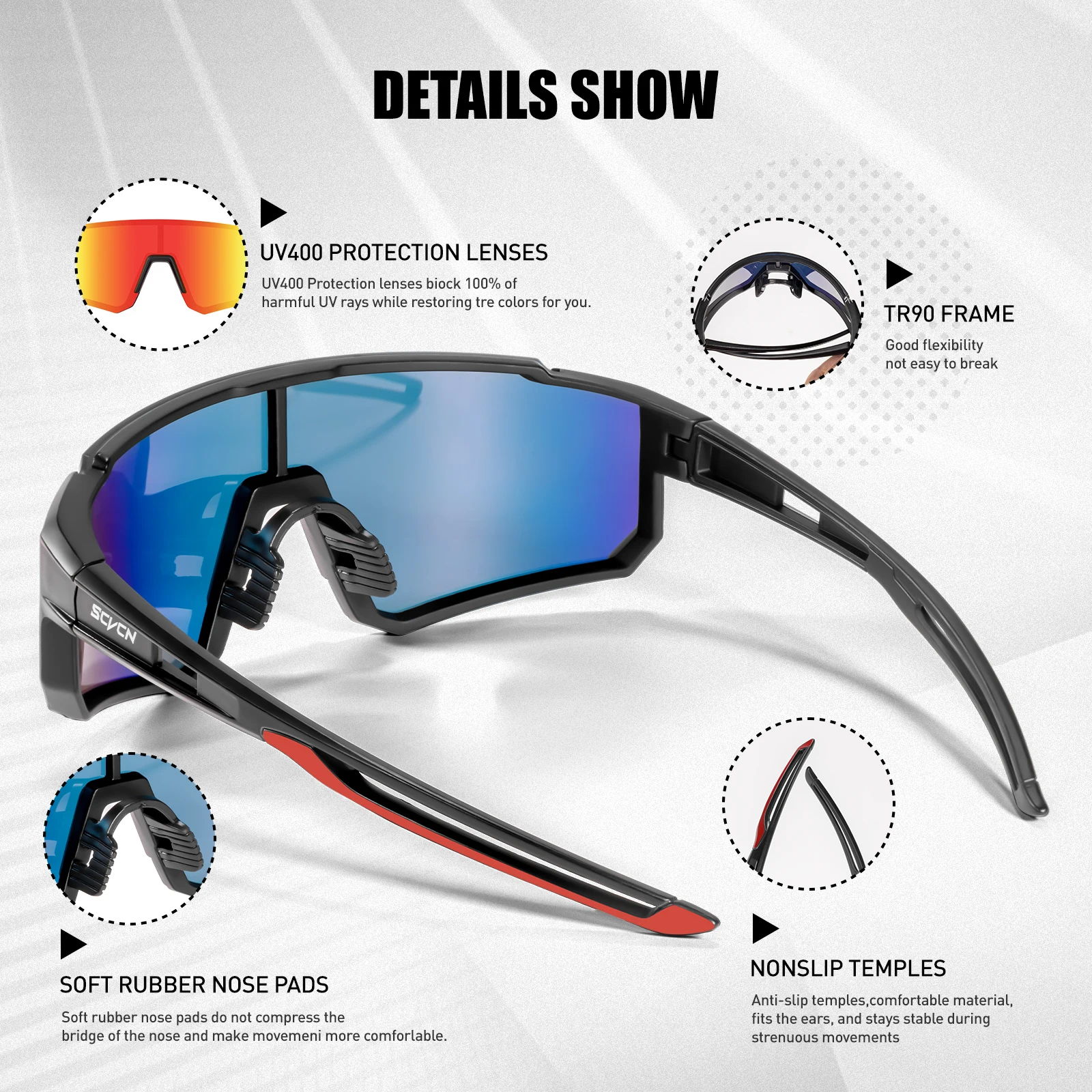 SCVCN New Outdoor Cycling Sunglasses Men MTB Bike Glasses Sports Hiking Mountain Climbing Women Bicycle Cycling UV400 Goggles - Image 5