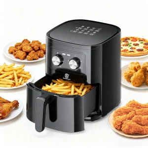 SUPERLEX 5L Air Fryer with Smart Touch Display Adjustable Thermostat 1450W Adjustable Temperature 8 Preset Cooking Modes Cooker