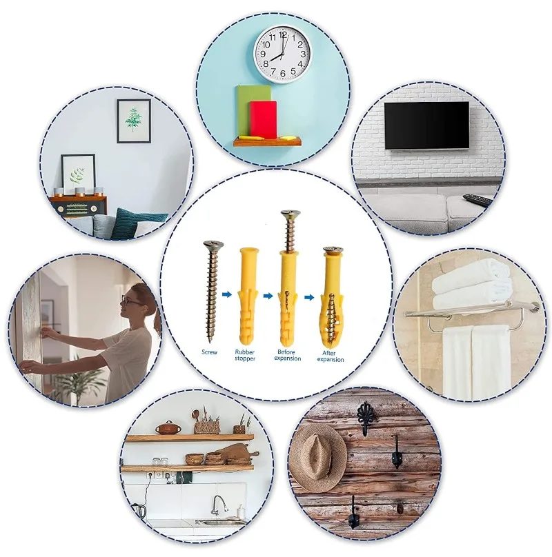 Self Tapping Screw Anchors Set Drywall Expansion Tubes Fasteners Wall Anchors Plugs Phillips Head Screw Bolt Assortment Kits - Image 6
