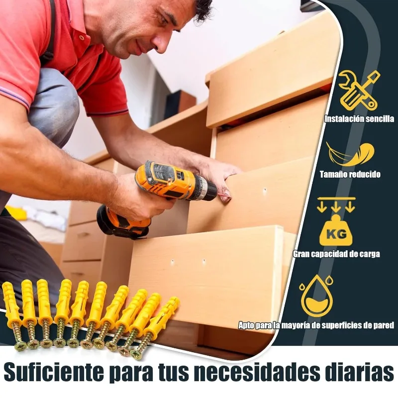 Self Tapping Screw Anchors Set Drywall Expansion Tubes Fasteners Wall Anchors Plugs Phillips Head Screw Bolt Assortment Kits - Image 4