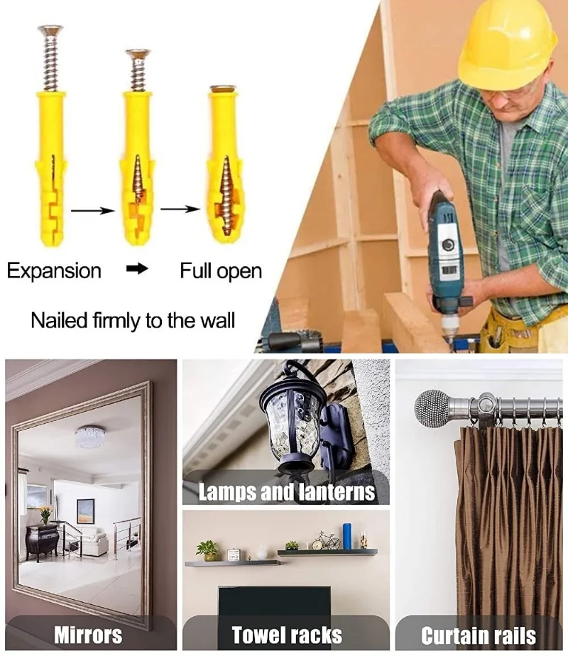 Self Tapping Screw Anchors Set Drywall Expansion Tubes Fasteners Wall Anchors Plugs Phillips Head Screw Bolt Assortment Kits - Image 5