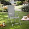 Set of 4 Folding Garden Chairs, Outdoor Seats, Sturdy Aluminium Frame, 8 Position Adjustable Backrest, 150kg Load, Grey GCB30GY