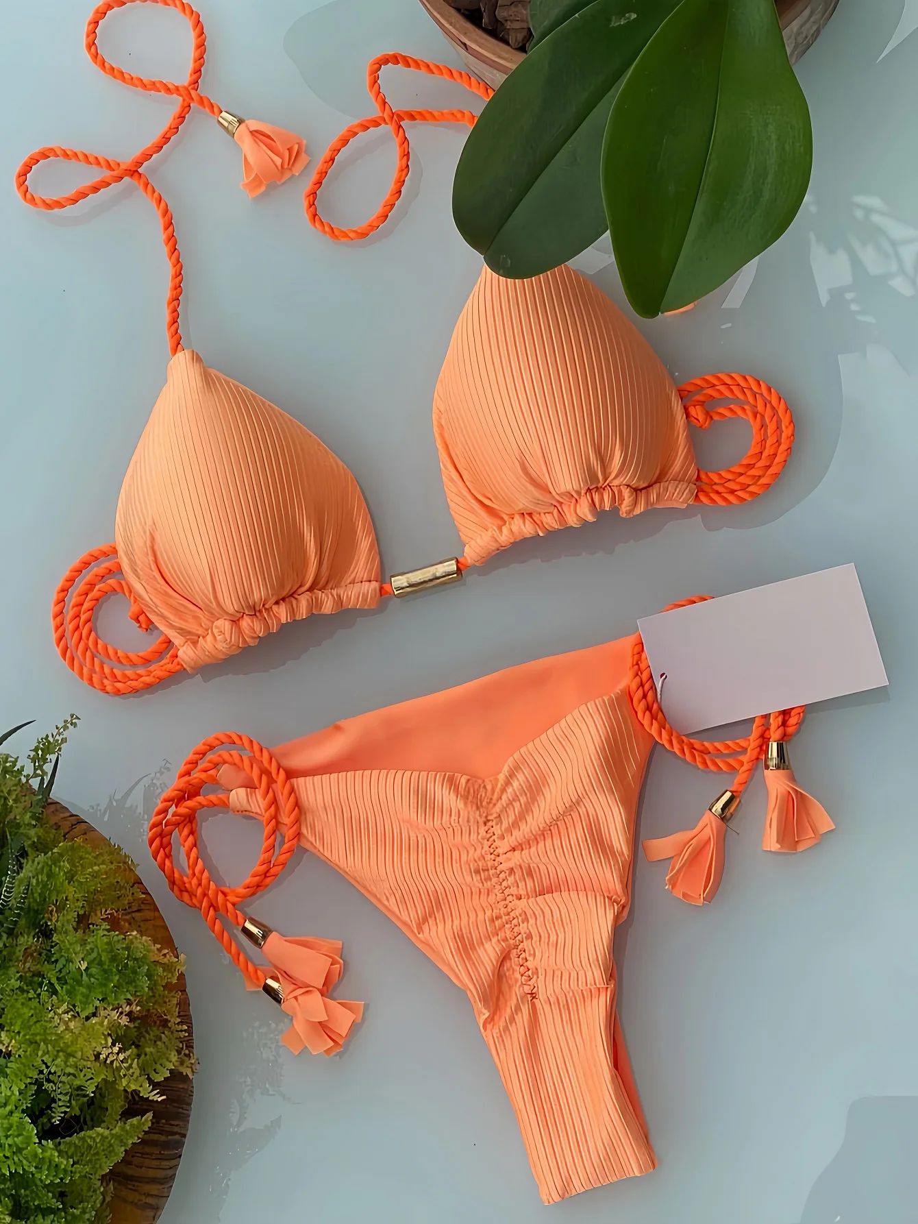 Sexy Braiding rope Bandage Solid Bikini Set Women Swimsuit Pit strip fabric Triangle Swimwear Bathing Suit Brazilian Biquinis - Image 2