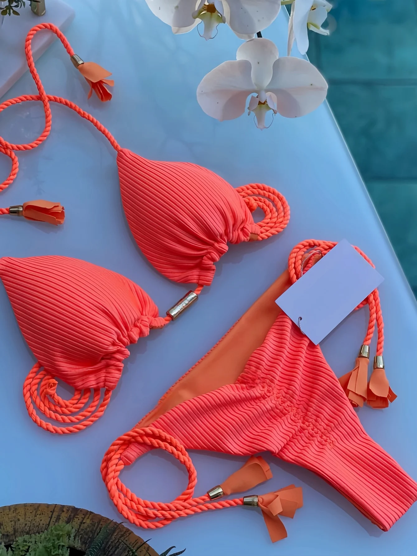 Sexy Braiding rope Bandage Solid Bikini Set Women Swimsuit Pit strip fabric Triangle Swimwear Bathing Suit Brazilian Biquinis - Image 6