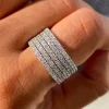 Silver Five Rows Full Diamond Zircon Engagement Ring Engagement Jewelry Gifts for Women
