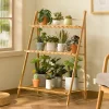 Simple bamboo flower rack, plant rack, flower pot rack, floor standing trapezoidal storage rack, balcony decorative flower rack
