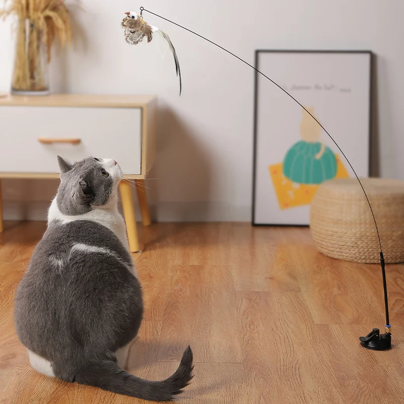 Simulation Bird interactive Cat Toy Funny Feather Bird with Bell Cat Stick Toy for Kitten Playing Teaser Wand Toy Cat Supplies - Image 2