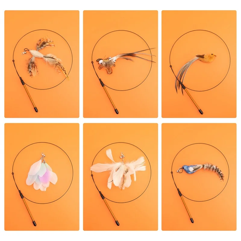 Simulation Bird interactive Cat Toy Funny Feather Bird with Bell Cat Stick Toy for Kitten Playing Teaser Wand Toy Cat Supplies - Image 5