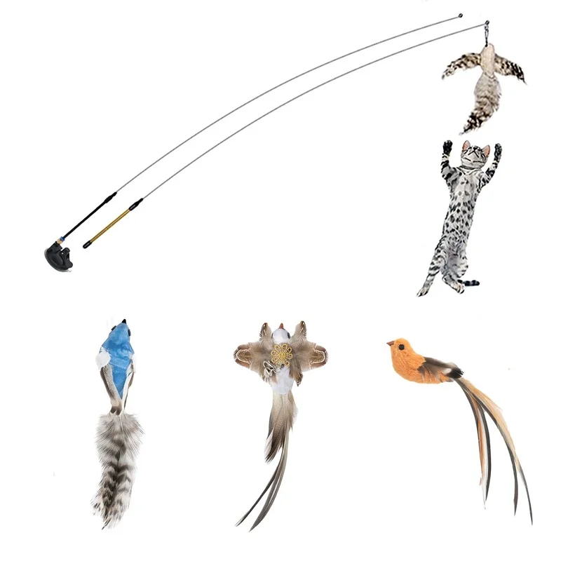 Simulation Bird interactive Cat Toy Funny Feather Bird with Bell Cat Stick Toy for Kitten Playing Teaser Wand Toy Cat Supplies - Image 6