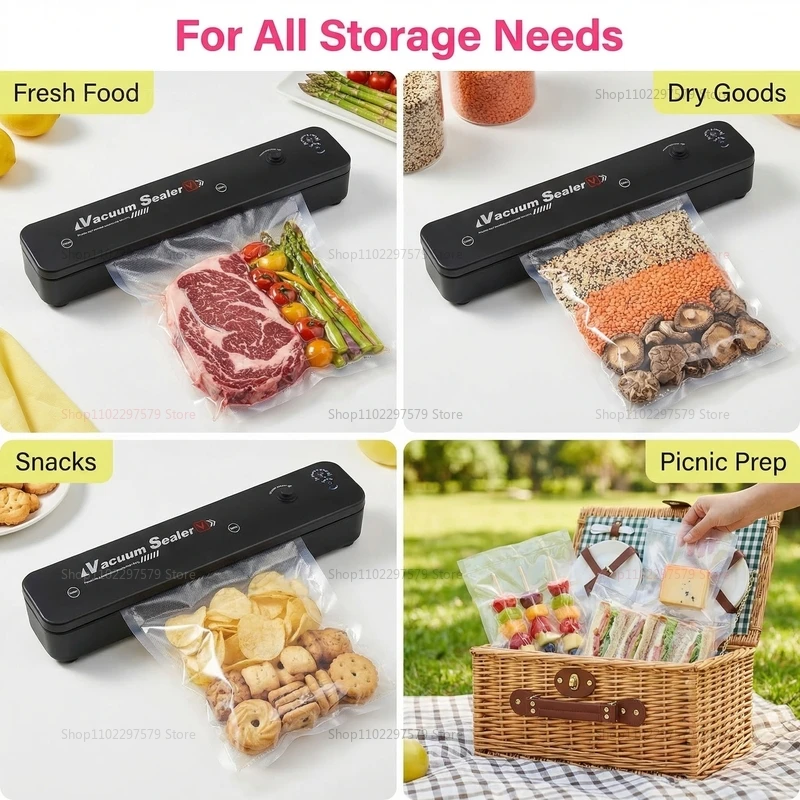 Small automatic food vacuum sealing machine for food preservation Compression sealing machine for cooked food plastic storage - Image 2