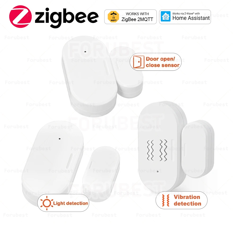 Smart ZigBee Window Door Sensor with Lux or Vibration Detection Home Security Real-time Alarm Work with Home Assistant Z2mqtt