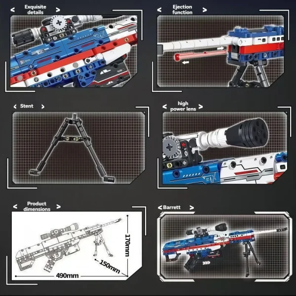 Model Kit Snippers Sniper Rifle Building Blocks Set | Mechanical Shooting Function ...