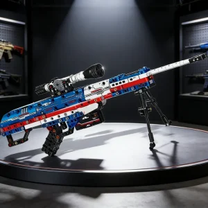 Sniper Rifle Building Blocks Set | Mechanical Shooting Function | Collectible Military Model Kit for Adults