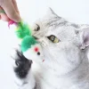 Soft Fleece False Mouse Cat Toys Colorful Feather Funny Playing Toys for Cats Interactive Toys Juguetes