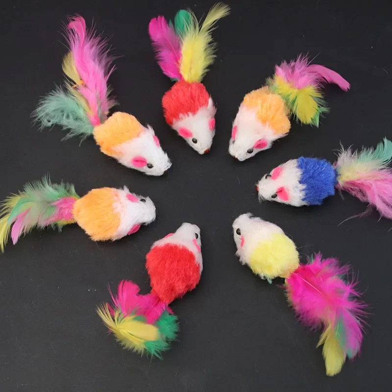 Soft Fleece False Mouse Cat Toys Colorful Feather Funny Playing Toys for Cats Interactive Toys Juguetes - Image 4