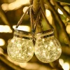 Solar Cracked Glass Jar Lamp IP65 Waterproof 30LED Warm White & Colorful Lights Outdoor String Lights for Garden Patio Yard Tree