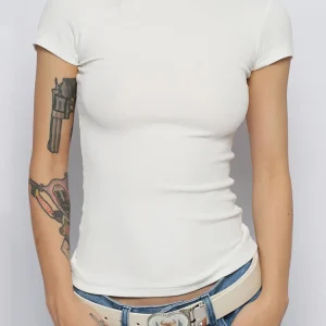 Solid Basic Short Sleeve T-shirts Women Casual Summer Simplicity Female Korean All-match Tops O-neck Black White Skinny Shirt