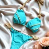 Solid Color Strap Women Bikini Sexual Beach Holiday Swimwear