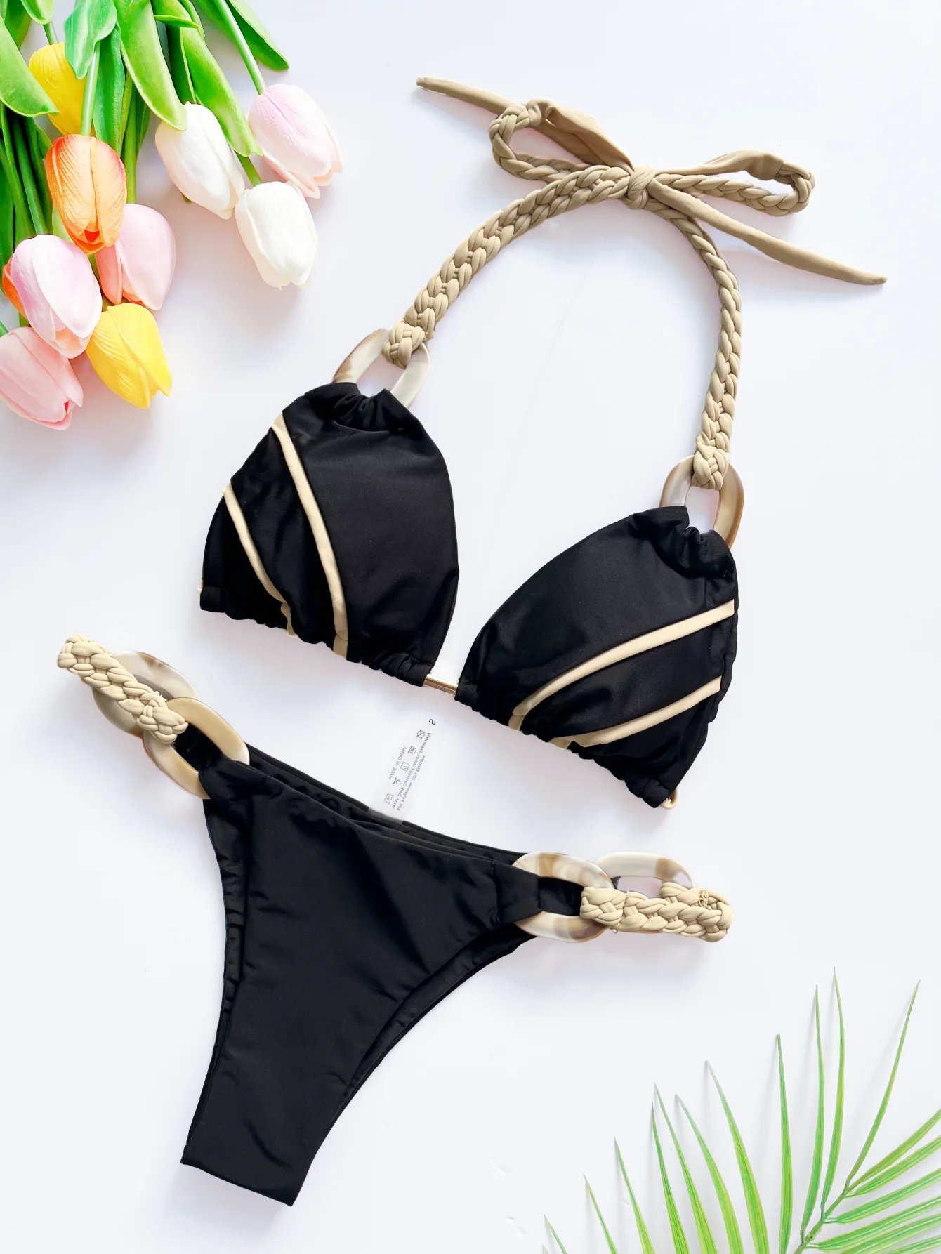 Solid Color Strap Women Bikini Sexual Beach Holiday Swimwear - Image 4