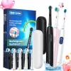 Sonic Electric Toothbrush Rechargeable Rotary Adult Waterproof with Timer 5 Modes & 4 Replaceable Brush Heads for Teeth Cleaning