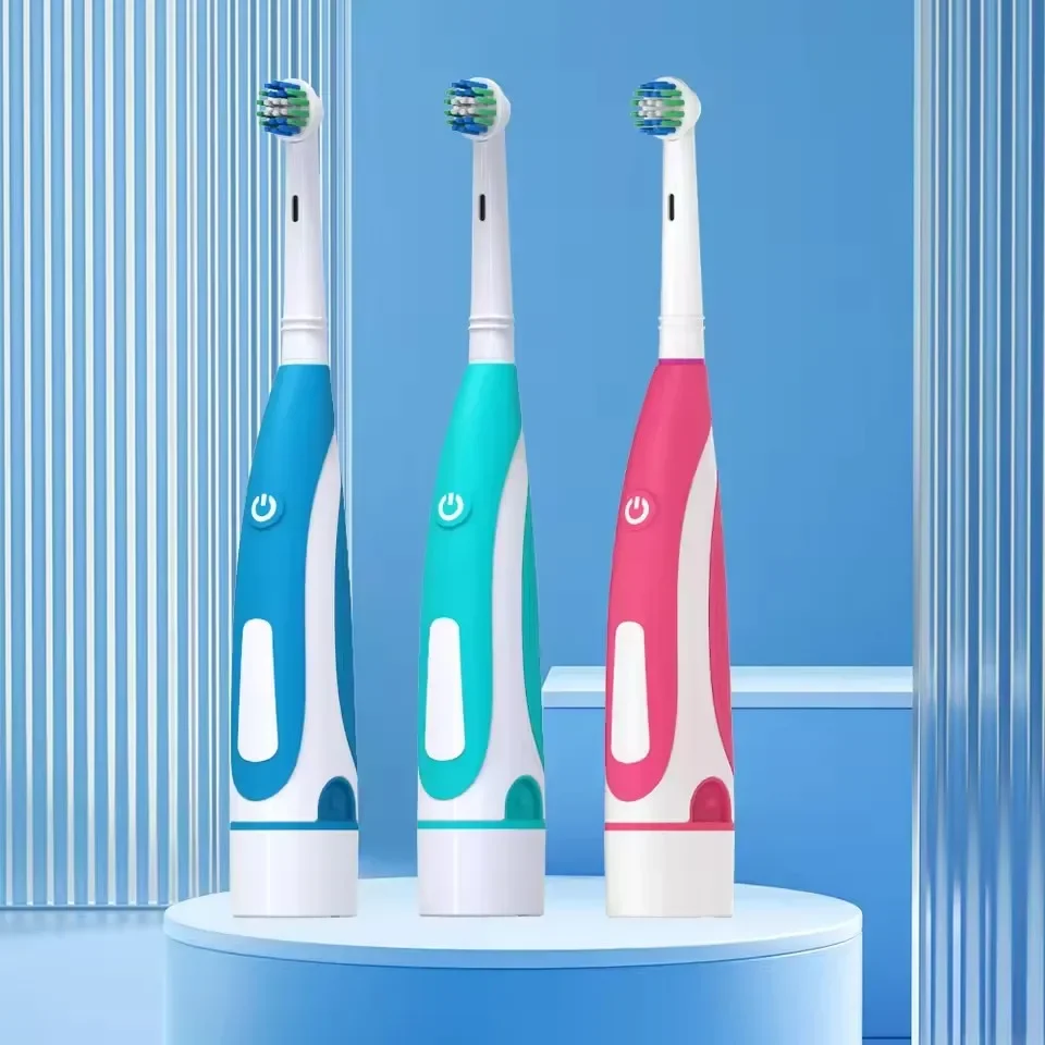 Sonic Electric Toothbrush Rounded 3D Vibrate Teeth Brush Rotation Gum Care Soft Bristle Heads Battery Power Teeth Whitening - Image 2