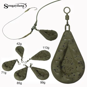 Sougayilang 5pcs Carp Fishing Weights 5 Sizes 42g-113g 360° Swivel Lead Sinkers for River/Lake Fishing Carp Fishing Accessories
