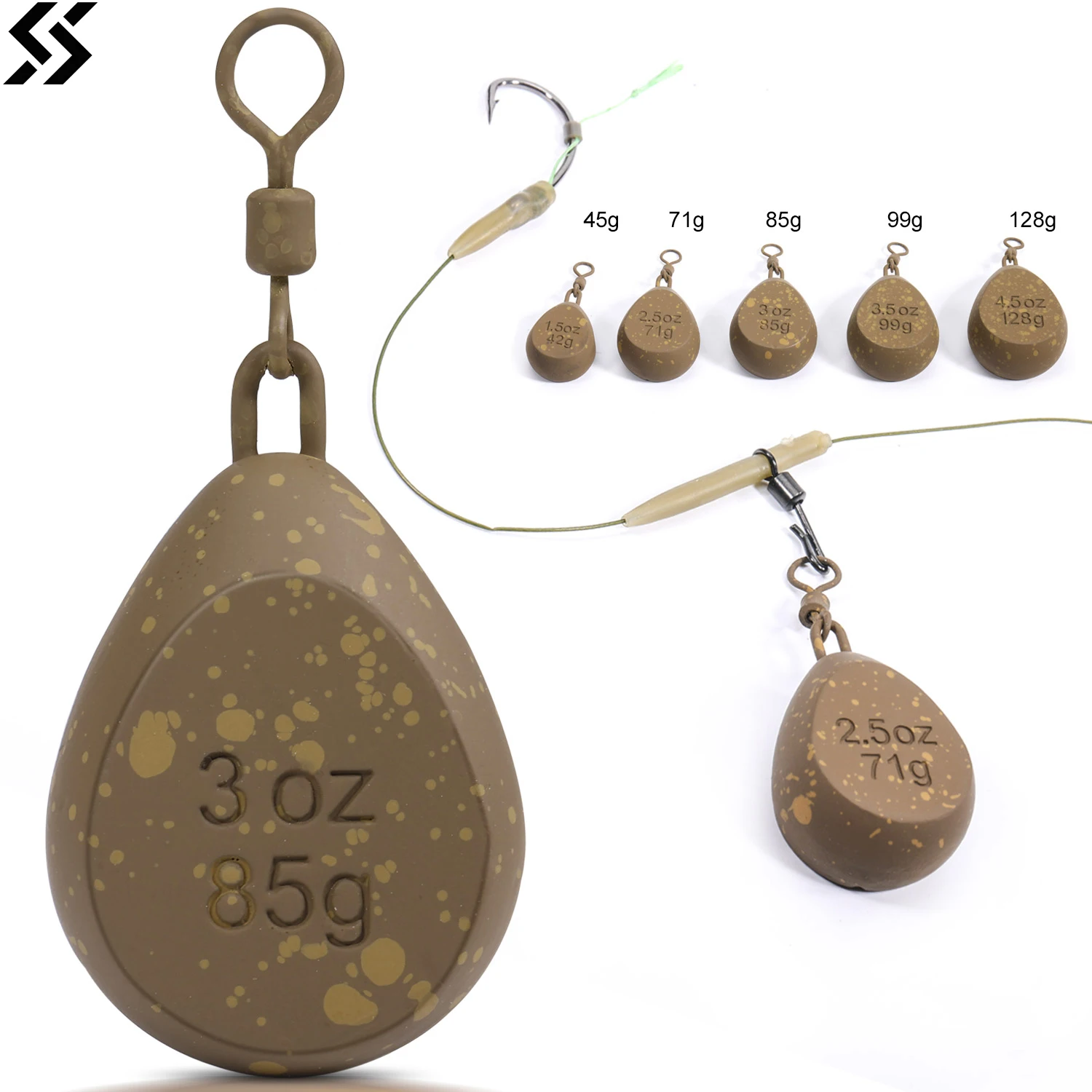 Sougayilang Droplet Shaped Lead Sinker Anti Rust Coating 42/71/85/99/128g Specification Carp Fishing Specific Lead Sinker