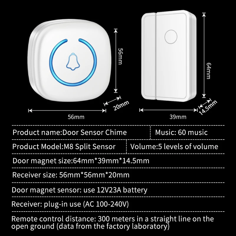 Split type Door And Window Sensor Wireless Door Magnet Sensor 60 Songs Home Protection Security Anti-Theft Alarm Volume Reminder - Image 6