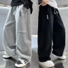 Spring 5-14Y Kids Wide Leg Sweatpants Teenage Boys Sports Pants Streetwear Fashion Loose Trousers Children Elastic Waist Pants