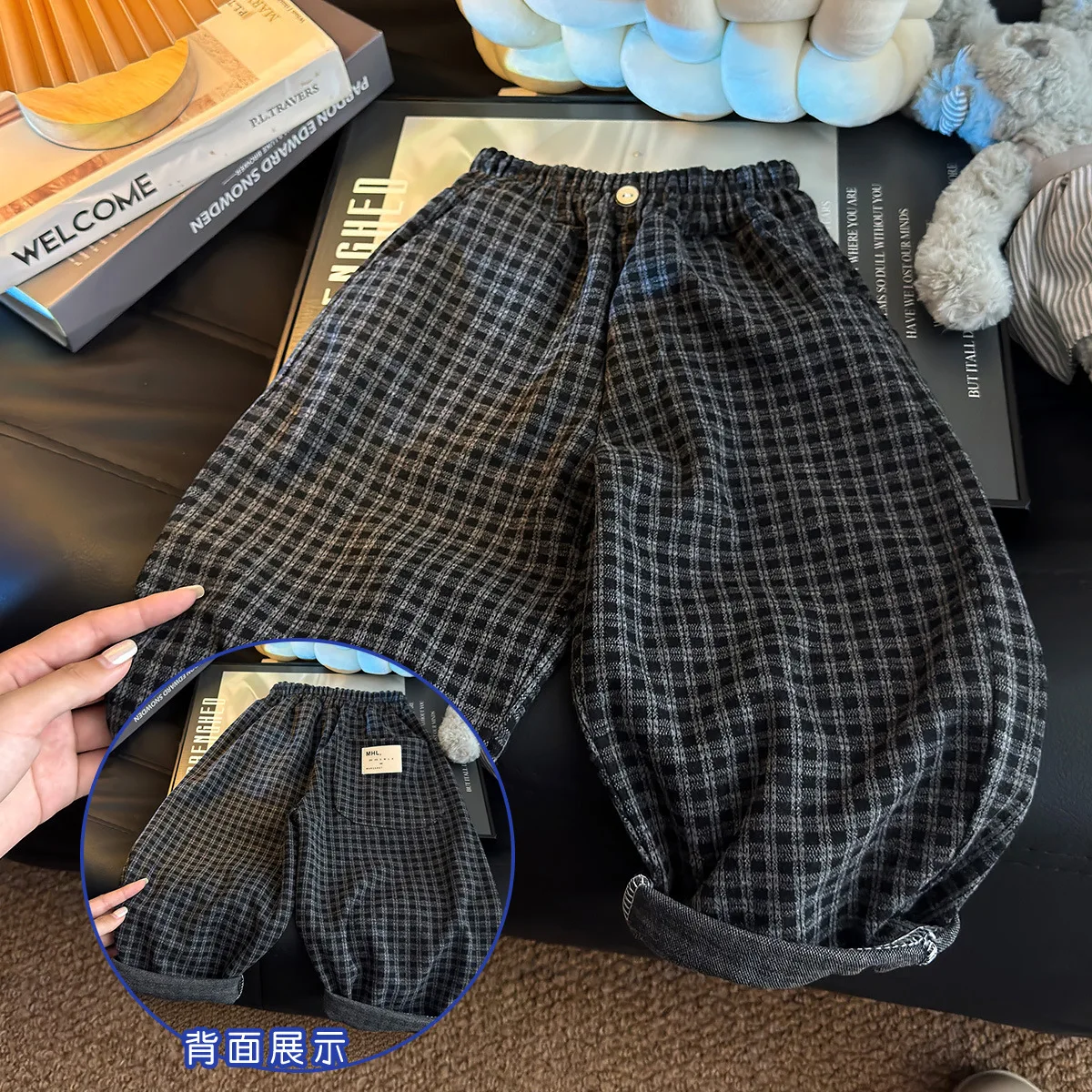 Spring Autumn Children Pants 1-8Y Boys Black Plaid Loose Casual Straight Trousers Korean Toddler Wear For Kids Clothes New - Image 5