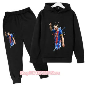 Spring Autumn Children's Set Sports Messi Print Hoodie Pants Suit 2pcs Set Boys Girls Baby Kid Clothing Casual Fashion Tracksuit