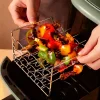 Stainless Steel Air Fryer Grill with Barbecue Stick Kitchen Air Fryer Rack 3 Layer Oven Cooking Vertical Grill with Skewers